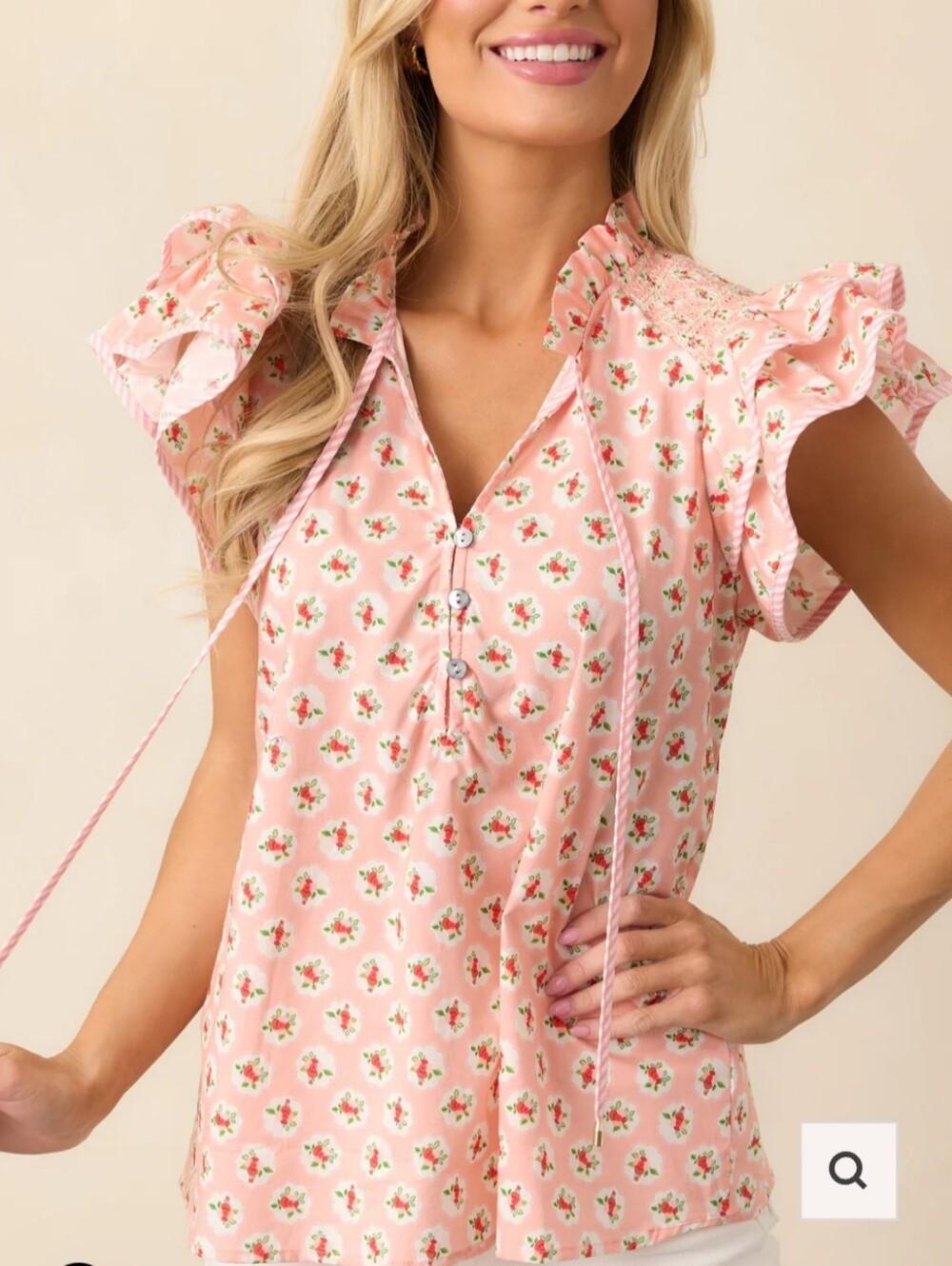 Entro Dinner Date Cotton Light Pink Flutter Sleeve Blouse. New without tags.